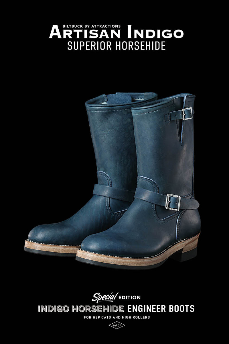 New release-BILTBUCKLot.444SP Indigo Horsebutt Engineer Boots
