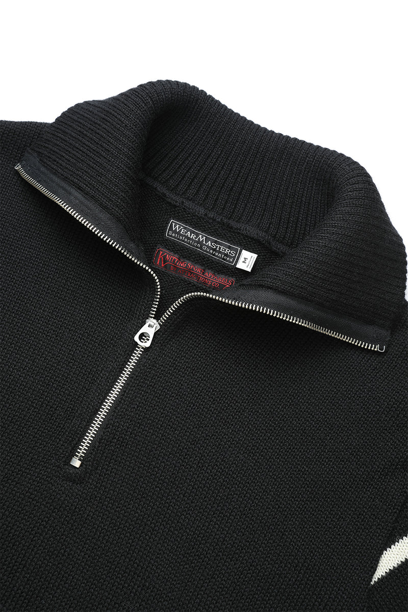 Lot.769 Turtle Zip Sweater -Black × White- – ATTRACTIONS