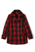 画像をギャラリービューアに読み込む, Checked Shawl Collar Coat Red