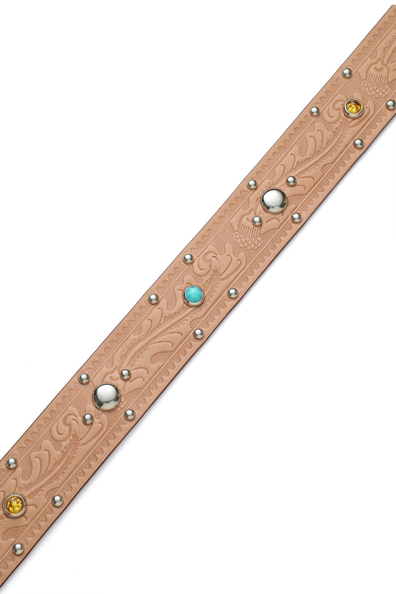 A20032 Studded and Jeweled Belt -Natural- – ATTRACTIONS