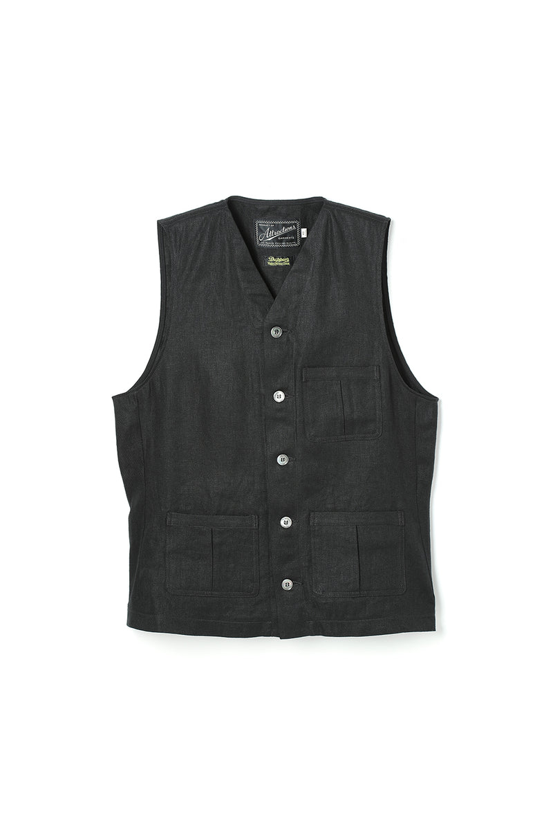 ☆値下げOK！　8月31日までの出品です！！　HOWIE linen vest A20041 Classical Linen Vest -Black- – ATTRACTIONS