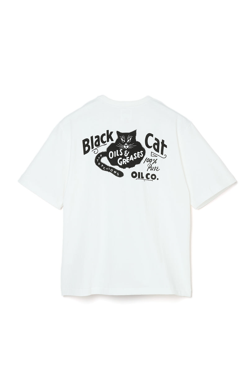 AM0001 Black Cat Back Print Pocket Tee -White- – ATTRACTIONS