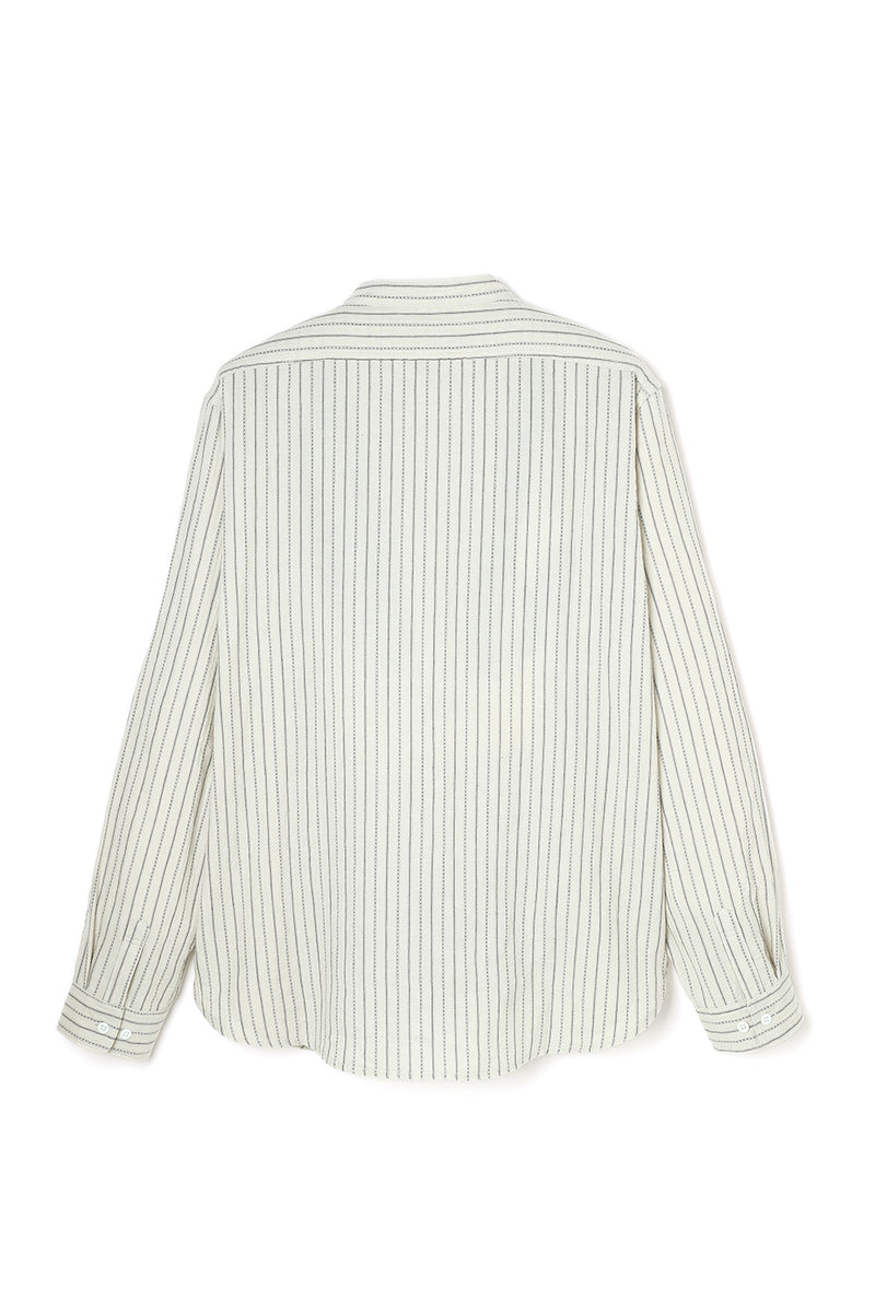 Lot.805 Stripe Band Collar Shirt -White- – ATTRACTIONS