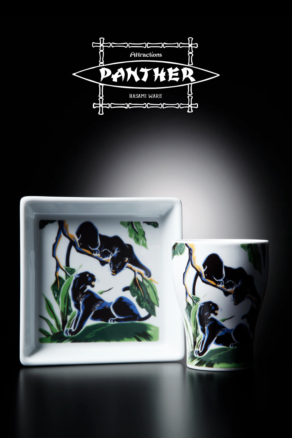 Attractions】 -HASAMI WARE- “Panther” Cup & Plate Set – ATTRACTIONS