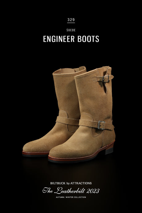 【BILTBUCK】-Restock-<br>Lot.329 Suede Engineer Boots -Sand Beige-