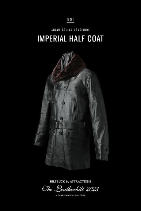 【BILTBUCK】-Restock-<br>Lot.501 Shawl Collar Horsehide Imperial Half Coat