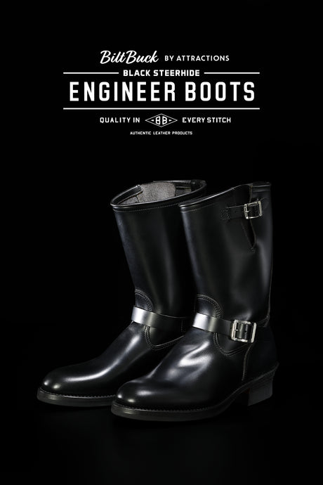 【BILTBUCK】-2022年1月2日 新春発売- Lot.708 Engineer Boots -Black Steerhide-