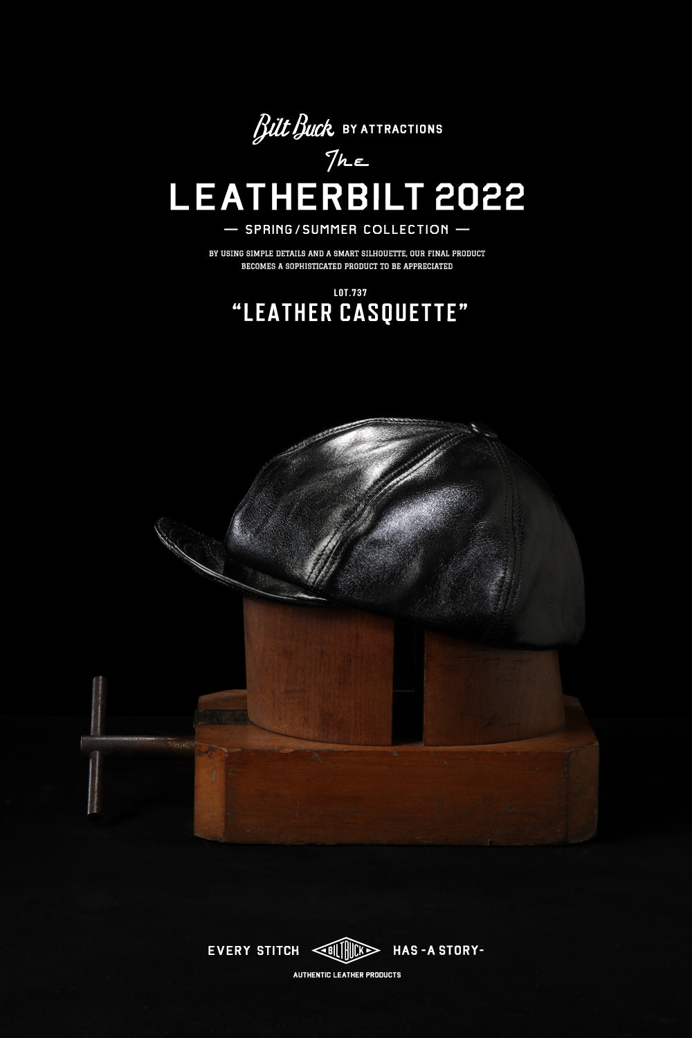 BILTBUCK】-New Release-Lot.737 Leather Casquette – ATTRACTIONS