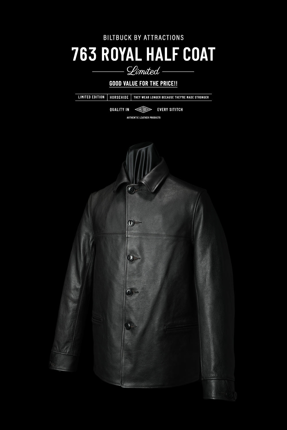 BILTBUCK】-New Release--Limited-Lot.763 Horsehide Royal Half Coat 