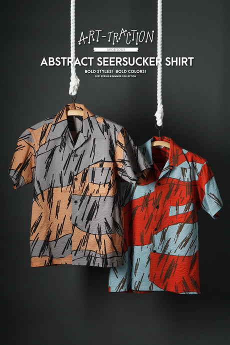 【ARTtraction SPORTOGS】-2021 SS Hawaiian Shirt Collection- ART058 Abstract Seersucker Shirt