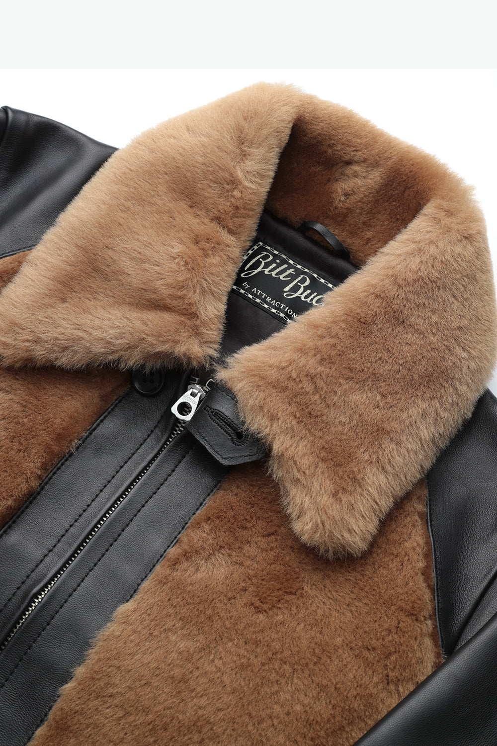 外國記念 Lot.500W Queen's Grizzly Jacket - Black×Camel - – ATTRACTIONS