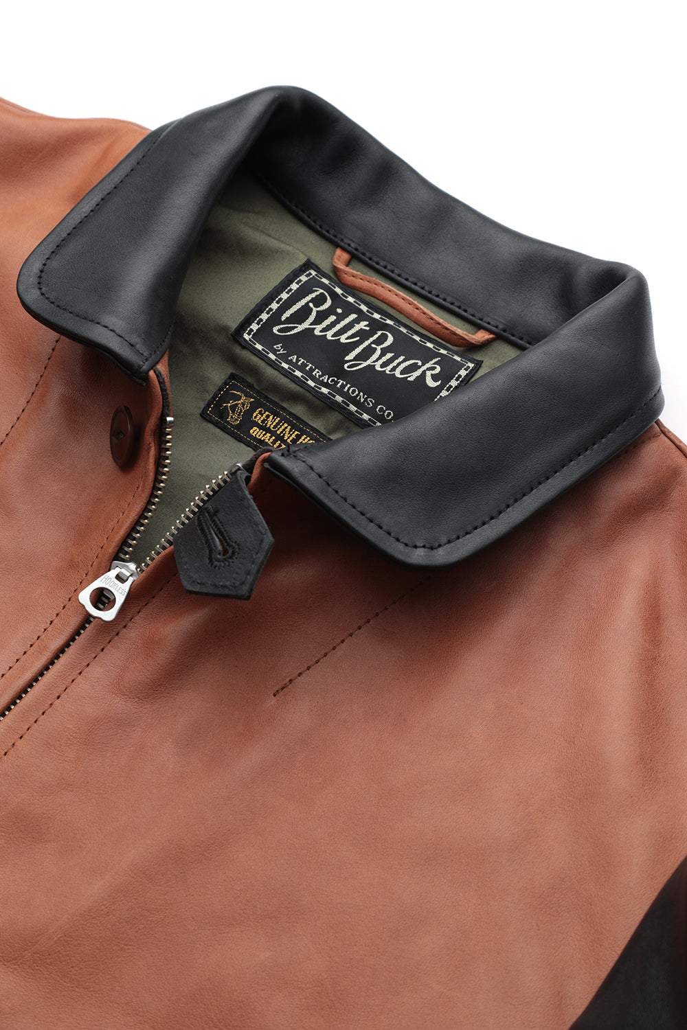 Lot.762 Horsehide A-1 Zip Jacket -Black × Brown- – ATTRACTIONS