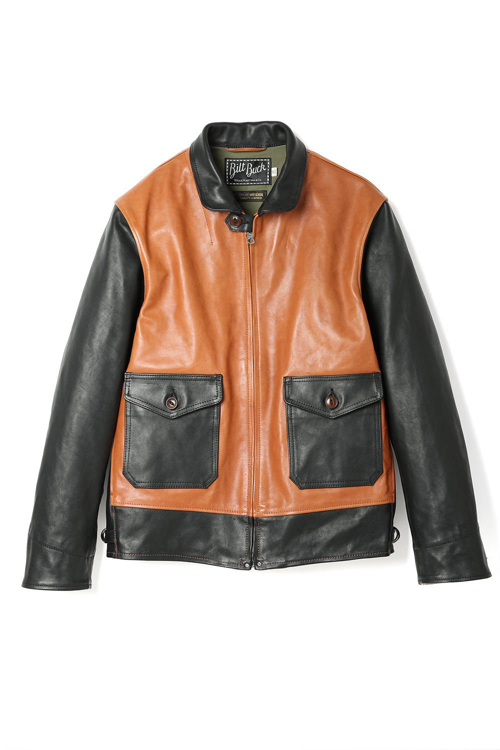 Lot.762 Horsehide A-1 Zip Jacket -Black × Brown-