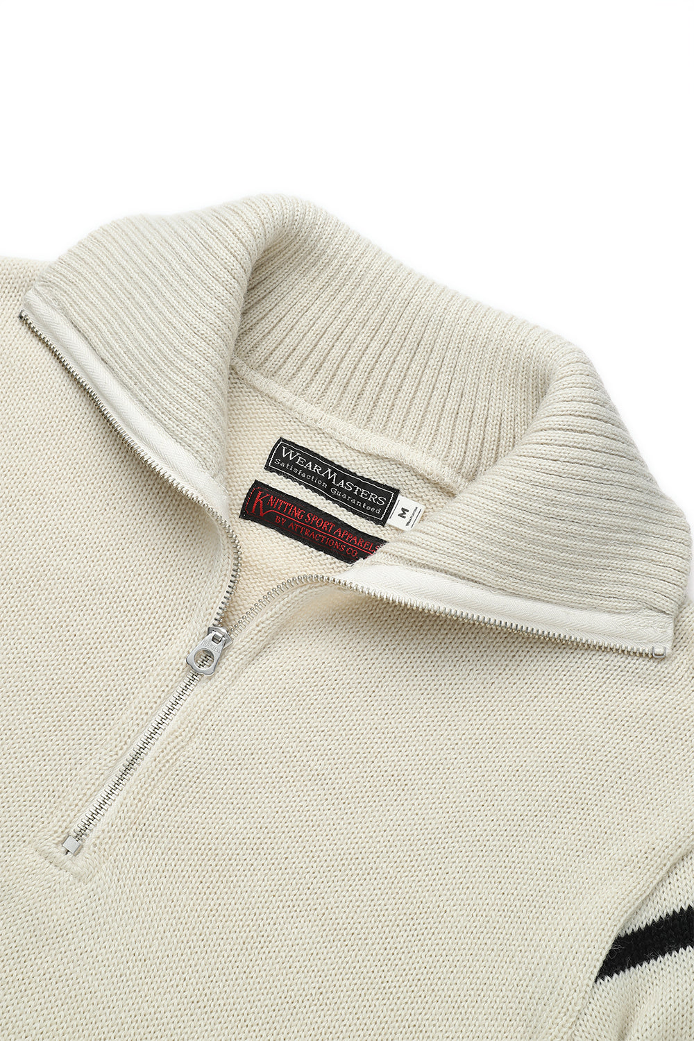 Lot.769 Turtle Zip Sweater -White × Black- – ATTRACTIONS