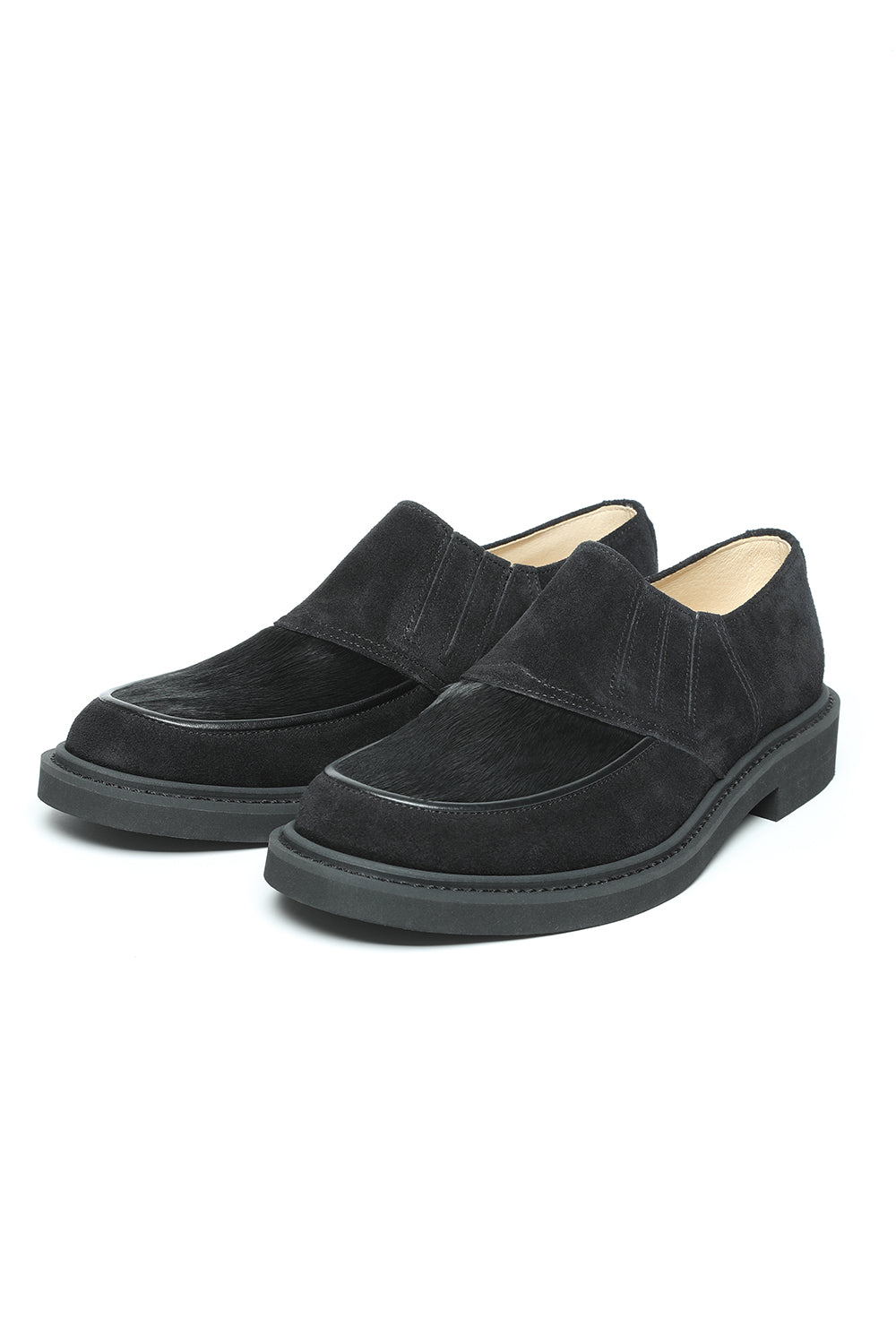 Lot.772 Horsehair Vamp Slip-On Shoes -Black-