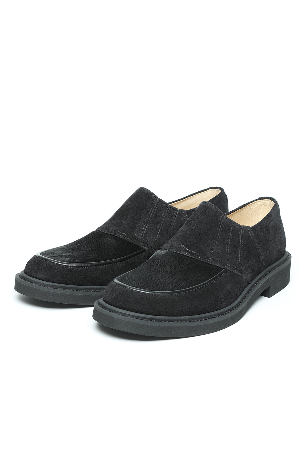 Lot.772 Horsehair Vamp Slip-On Shoes -Black-