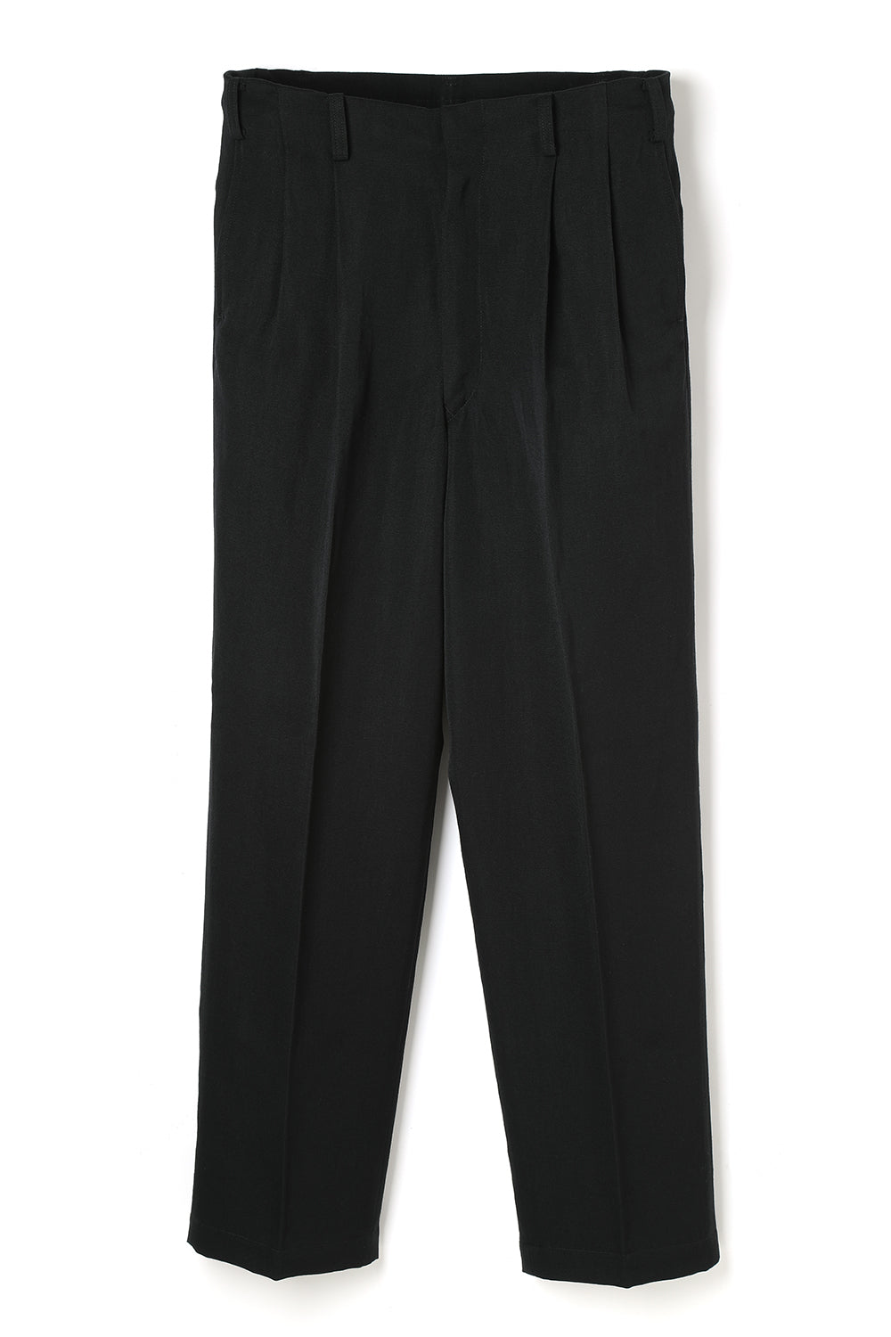 Lot.862 Wool Linen Double Pleats Trousers -Black-