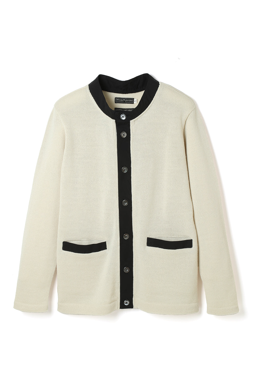 Lot.865 Combination Knit Cardigan -White × Black-