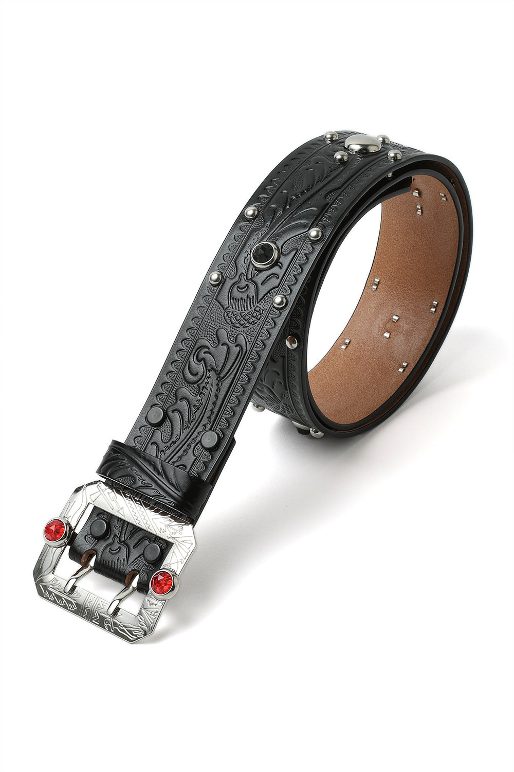 A20032 Studded and Jeweled Belt -Black-