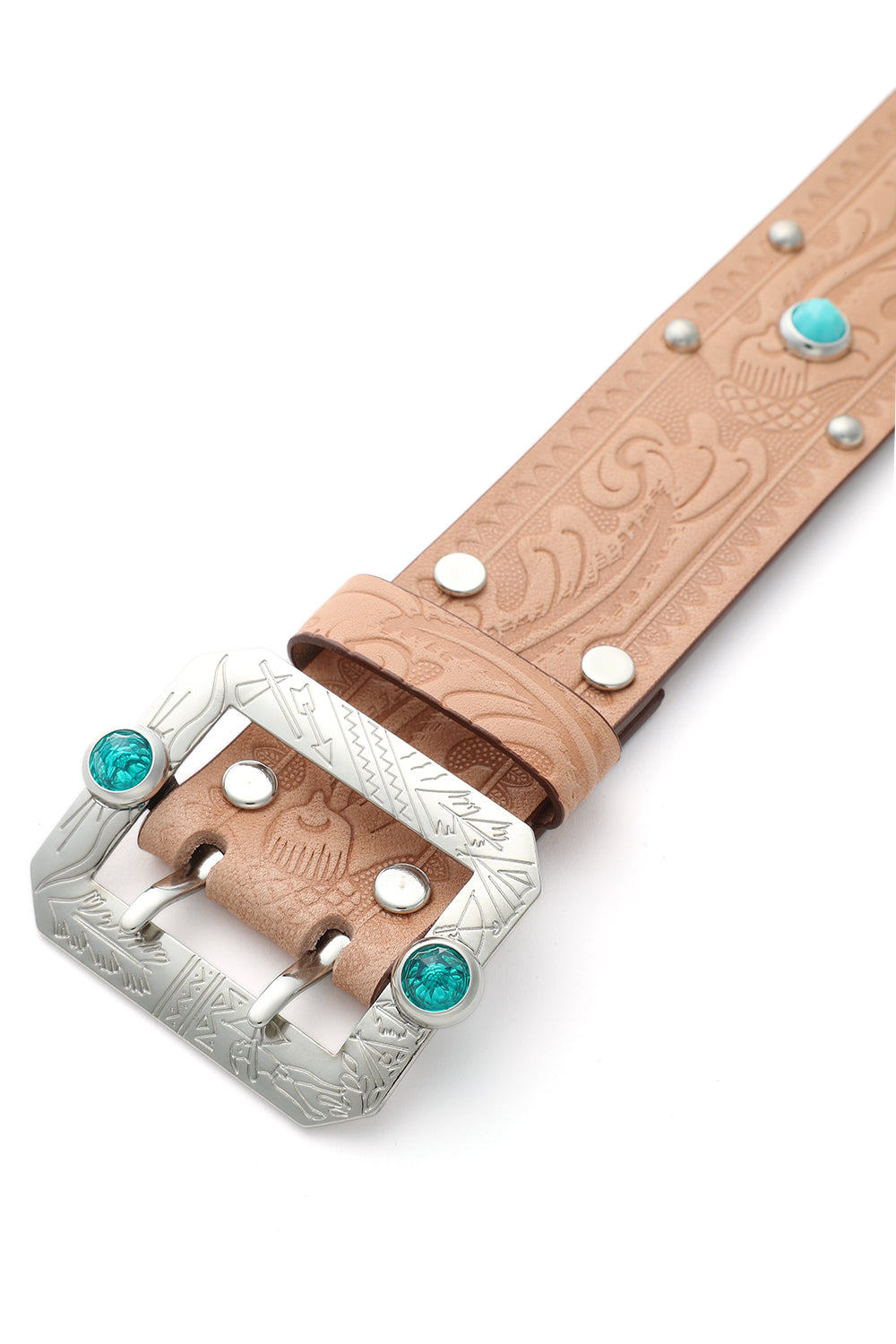 A20032 Studded and Jeweled Belt -Natural- – ATTRACTIONS