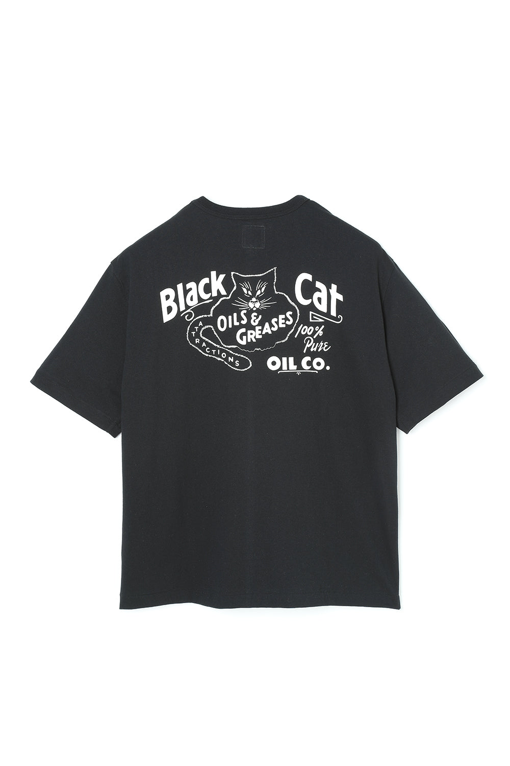 AM0001 Black Cat Back Print Pocket Tee -Black-