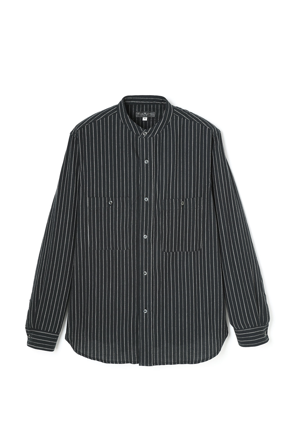 Lot.805 Stripe Band Collar Shirt -Black-