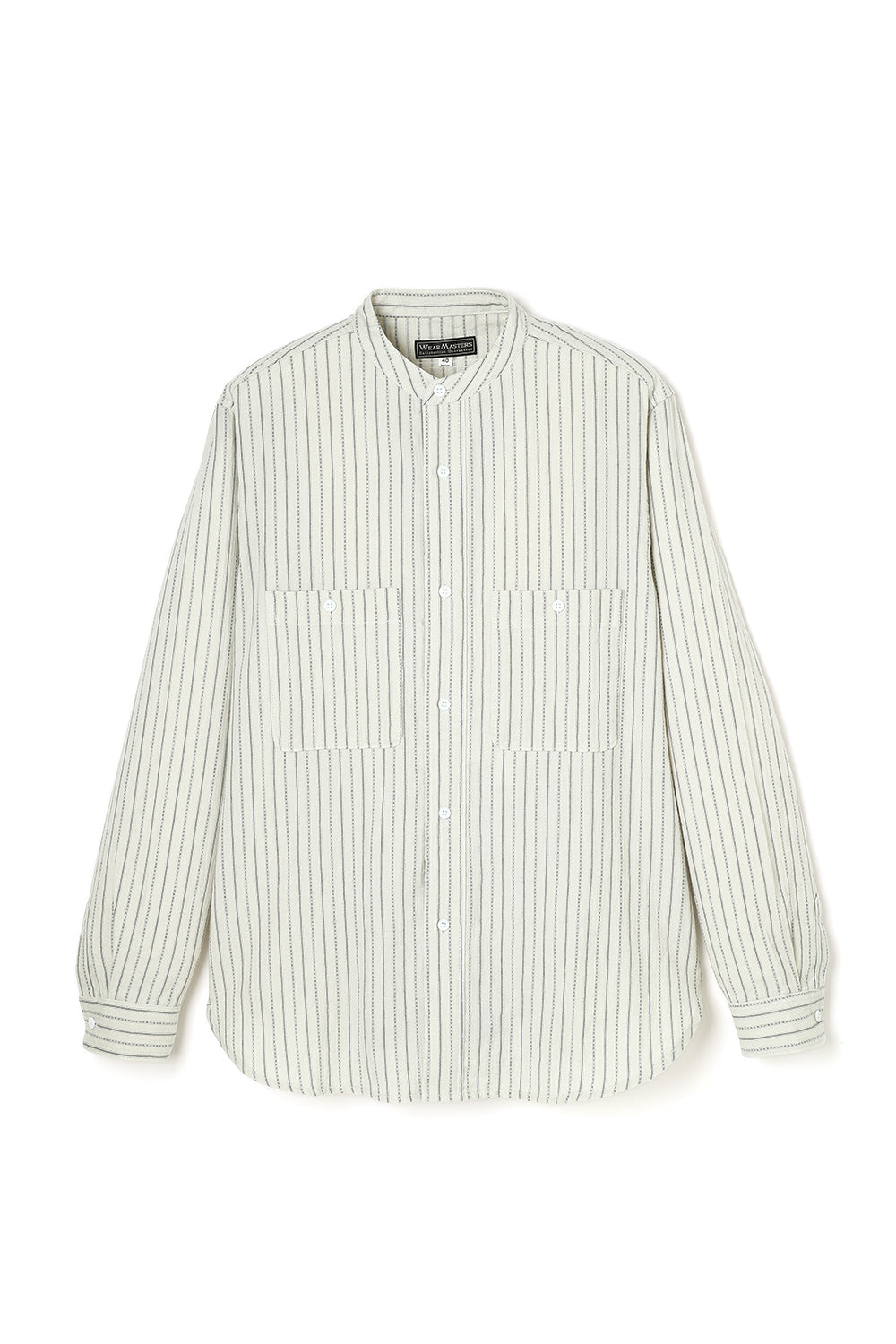 Lot.805 Stripe Band Collar Shirt -White-